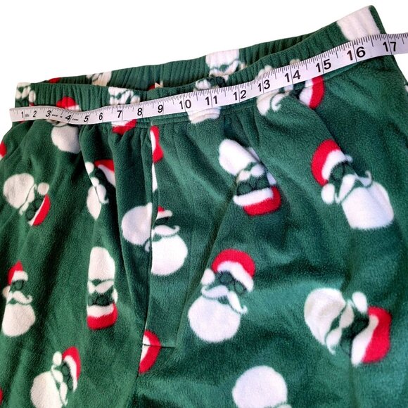 St John's Bay Men's Large Santa Fleece Pajama Pants Green Christmas Pockets SOFT - Picture 4 of 7